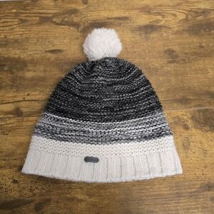 Frostbite Cozy Knit Pom-Pom Beanie For Kids Black and White One Size